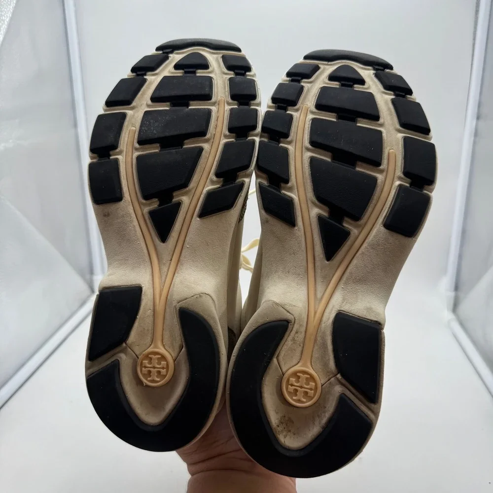 Tory Burch Good Luck Trainer Women's 6.5 M Beige‎ Suede Leather Chunky Sole